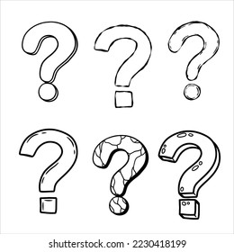 Marca de interrogación. Símbolo de preguntas frecuentes de Doodle dibujado a mano roja