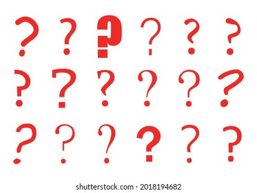 Question mark. Red question marks. Several types of question mark. Vector illustration