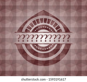 Question Mark red seamless badge with geometric background.