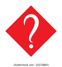 Question mark in red square. Vector icon. Flat design