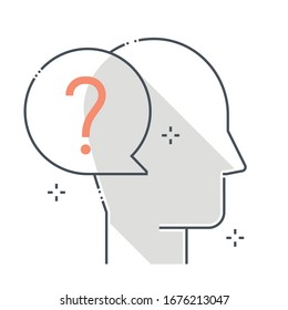 Question mark related color line vector icon, illustration. The icon is about chat bubble, dialogue, answer, ask, avatar, face. The composition is infinitely scalable.