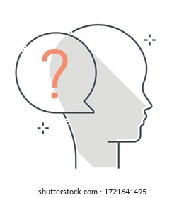 Question mark related color line vector icon, illustration. The icon is about chat bubble, dialogue, answer, ask, avatar, face. The composition is infinitely scalable.