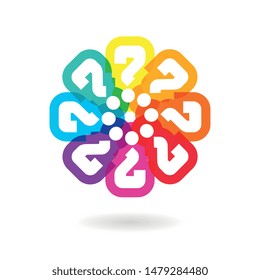 Question mark repeated in a circle isolated on a white background