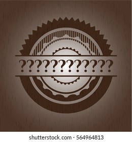 Question Mark retro style wood emblem