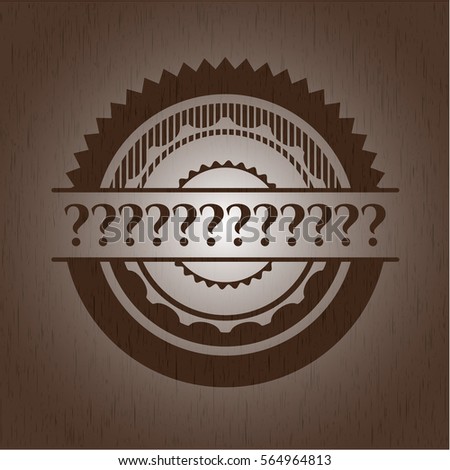 Question Mark retro style wood emblem
