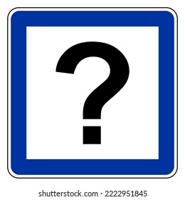Question mark and road sign on white