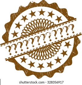 Fragezeichen Gummi Grunge-Textur-Siegel