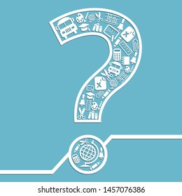 Question mark with school object concept background cartoon vector illustration