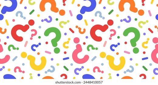 Question mark seamless pattern. Colorful abstract background. Customer service, presentation, conversation, communication, faq help 