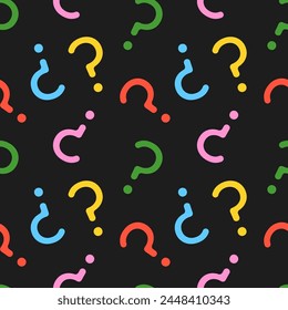 Question mark seamless pattern. Colorful abstract background. Customer service, presentation, conversation, communication, faq help 