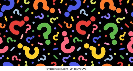 Question mark seamless pattern. Colorful abstract background. Customer service, presentation, conversation, communication, faq help 