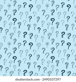 question mark seamless pattern hand drawn doodle, vector. wallpaper, textile, wrapping paper, background.