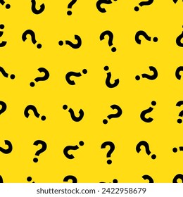 Question mark seamless pattern isolated on yellow background. Suitable for design, wrapping paper, covers etc. EPS 10 vector illustration.