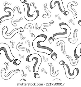 Question mark seamless pattern, for printing on textile or wrapping material, packaging.