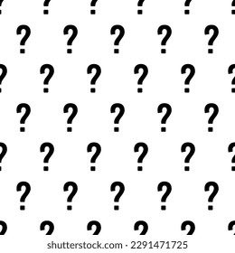 Question mark seamless pattern. Repeating interrogation patern. Black simple quastion on white sample background. Repeated modern wallpaper guess for design prints. Repeat swatch. Vector illustration