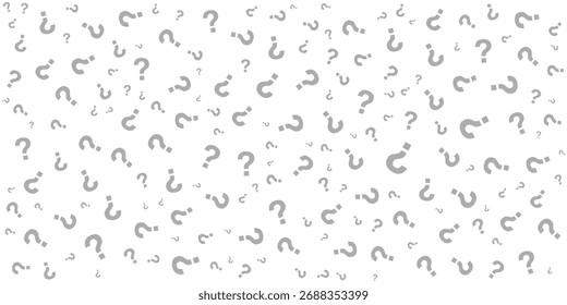 Question mark seamless pattern. Repeating interrogation patern. Hand drawn black simple icon on white sample background. Repeated modern wallpaper for design prints. Repeat swatch.