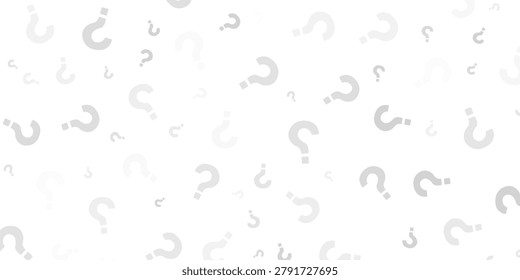 Question mark seamless pattern. Repeating interrogation patern. Hand drawn black simple icon on white sample background. Repeated modern wallpaper for design prints. Repeat swatch.