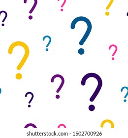 Question mark seamless pattern sign. Fabric design, wallpaper, graphic print, ask symbol. Vector illustration