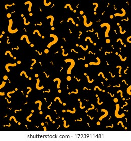 Question mark seamless pattern. Trivia poster design template, random punctuation marks background, quiz loading page, vector illustration