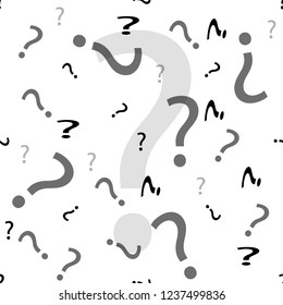 Question mark seamless pattern . Vector seamless pattern with question marks. Monochrome hipster background. Hand drawn random black punctuation marks.