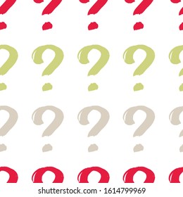 Question mark seamless pattern . Vector illustration  Monochrome hipster background.  Hand drawn random non-ferrous punctuation marks.