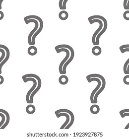 Question mark seamless pattern. Vector pattern in black and white.