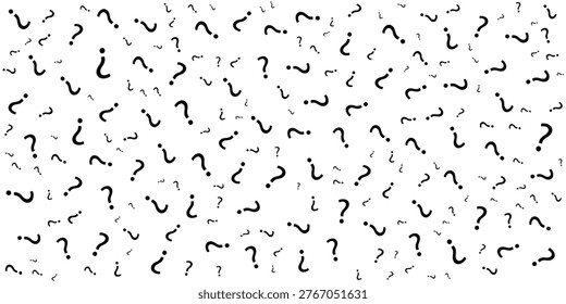Question mark seamless pattern . Vector seamless pattern with question marks. Monochrome hipster background. Hand drawn random black punctuation marks.