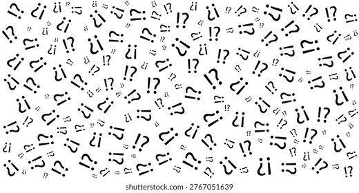 Question mark seamless pattern . Vector seamless pattern with question marks. Monochrome hipster background. Hand drawn random black punctuation marks.
