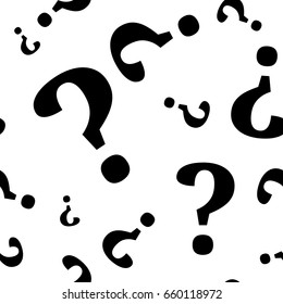 Question mark seamless pattern . Vector seamless pattern with question marks. Monochrome hipster background. Hand drawn random black punctuation marks.