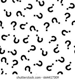 Question mark seamless pattern . Vector seamless pattern with question marks. Monochrome hipster background. Hand drawn random black punctuation marks.