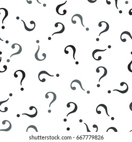 Question mark seamless pattern . Vector seamless pattern with question marks. Monochrome hipster background. Hand drawn random black punctuation marks.