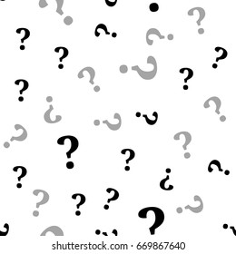 Question mark seamless pattern . Vector seamless pattern with question marks. Monochrome hipster background. Hand drawn random black punctuation marks.