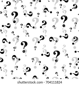 Question mark seamless pattern . Vector seamless pattern with question marks. Monochrome hipster background.