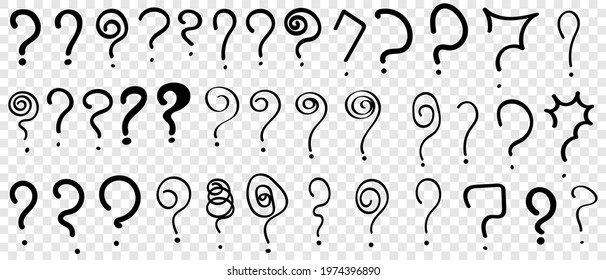 Question mark - set of icons, template for text. Handmade vector drawings.