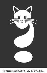 Question Mark Shaped Cat in Minimalist Japanese Ukiyo-e art style 