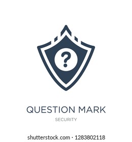 question mark in a shield icon vector on white background, question mark in a shield trendy filled icons from Security collection, question mark in a shield vector illustration