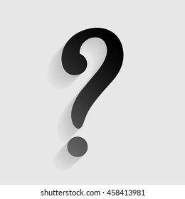 Question mark sign. Black paper with shadow on gray background.