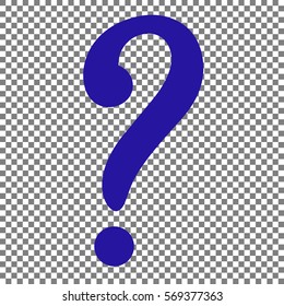 Question mark sign. Blue icon on transparent background.