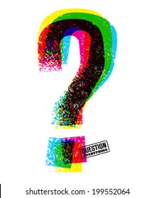 Question Mark Sign Creative Grunge Vector Concept.