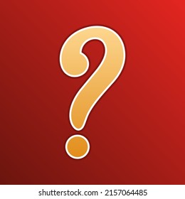 Question mark sign. Golden gradient Icon with contours on redish Background. Illustration.