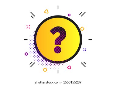 Question mark sign icon. Halftone dots pattern. Help symbol. FAQ sign. Classic flat question icon. Vector