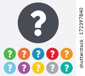 Question mark sign icon. Help symbol. FAQ sign. Round colourful 11 buttons. Vector