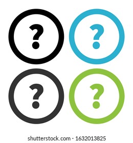 Question mark sign icon. Help speech bubble symbol. FAQ sign. Round colourful 11 buttons. Vector