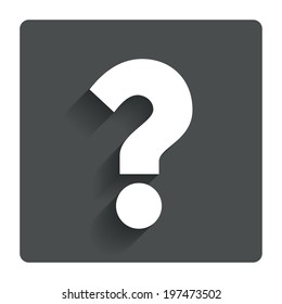 Question mark sign icon. Help symbol. FAQ sign. Gray flat button with shadow. Modern UI website navigation. Vector