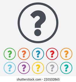 Question Mark Sign Icon. Help Symbol. FAQ Sign. Round Circle Buttons With Frame. Vector