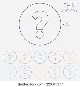 Question Mark Sign Icon. Help Symbol. FAQ Sign. Thin Line Circle Web Icons With Outline. Vector