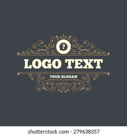 Question mark sign icon. Help speech bubble symbol. FAQ sign. Flourishes calligraphic ornament. Vector