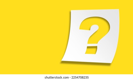 Question mark sign icon on yellow background. Flat design style with long shadow. FAQ button. Asking questions. Ask for help. Question mark stamp. Vector illustration.