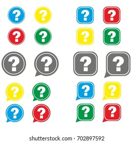 Question mark  sign icon rain  symbol. Circles and rounded squares 20 buttons. Vector