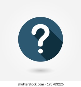 Question mark sign icon, vector illustration. Flat design style with long shadow. FAQ button. Asking questions. Ask for help. Question mark stamp. Need information. Query. 